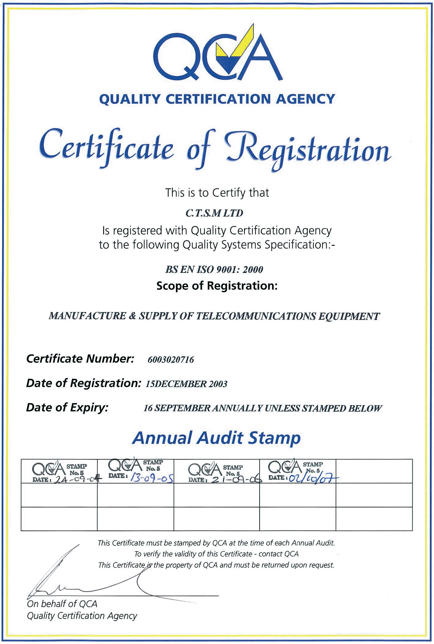 Quality Certification Quality Certification